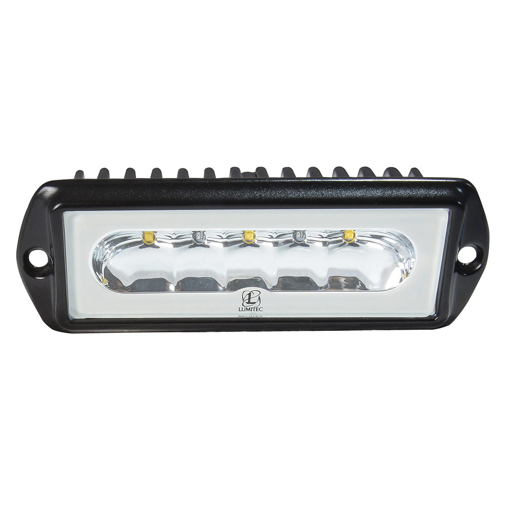 Rectangular LED light fixture with black casing.