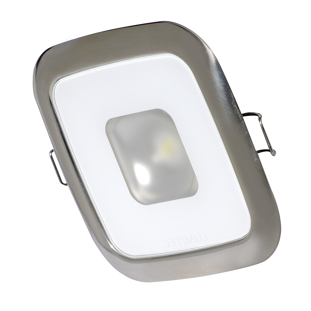 Rectangular LED ceiling light with metal frame.