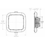 Technical diagram of square glass bezel with dimensions.