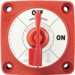 Red battery switch for marine use.