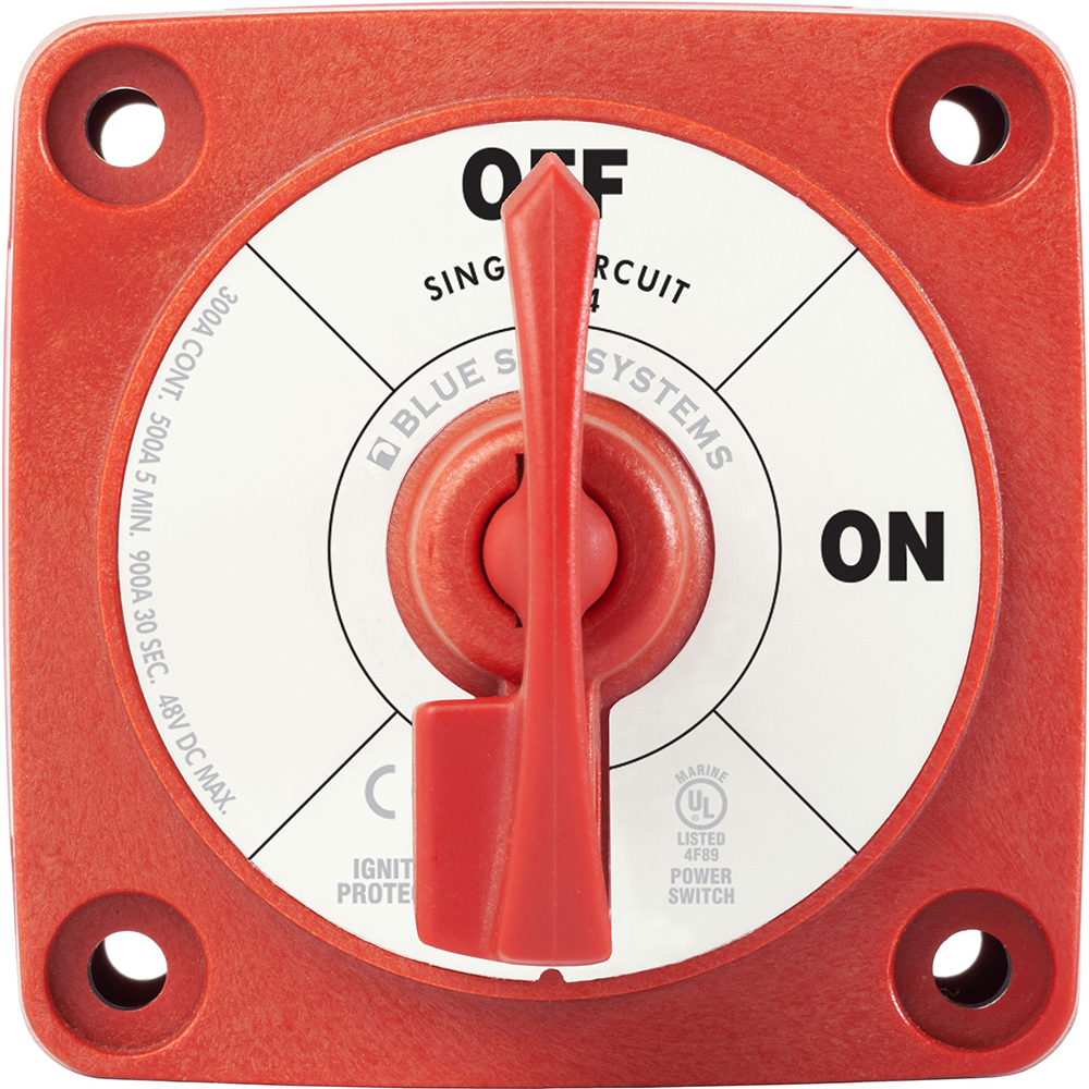Red battery switch for marine use.