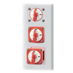 Red rotary switches, on-off positions.