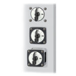 Three industrial on-off switches on panel