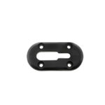 Black mounting bracket with four holes.