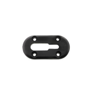 Black mounting bracket with four holes.