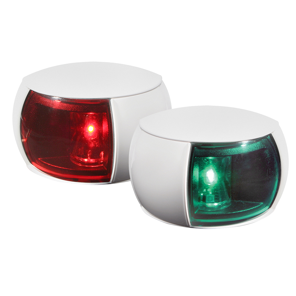 Red and green marine navigation lights.