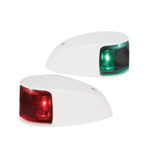 Red and green navigation boat lights