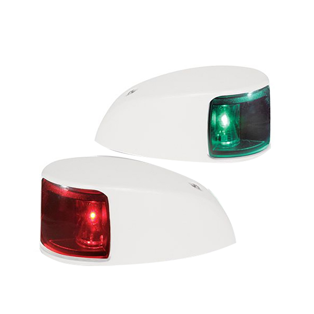 Red and green navigation boat lights