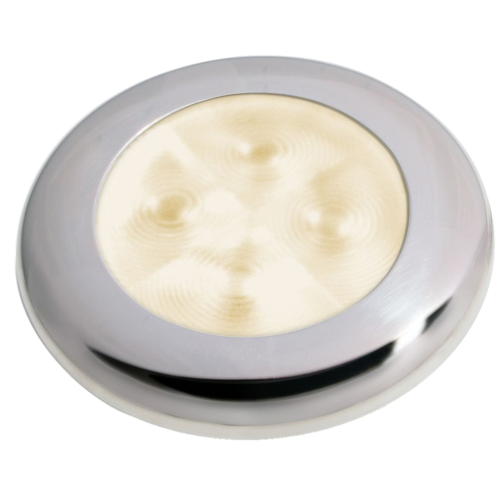 Round LED ceiling light with chrome trim