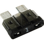 Close-up of a black automotive fuse.
