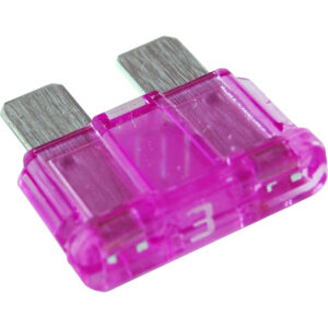 Pink automotive fuse with metal prongs, number three