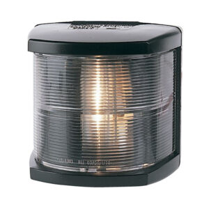 Black marine navigation light with clear lens