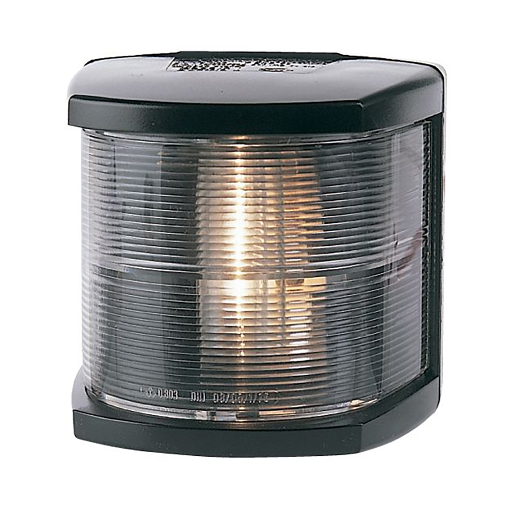 Black marine navigation light with clear lens