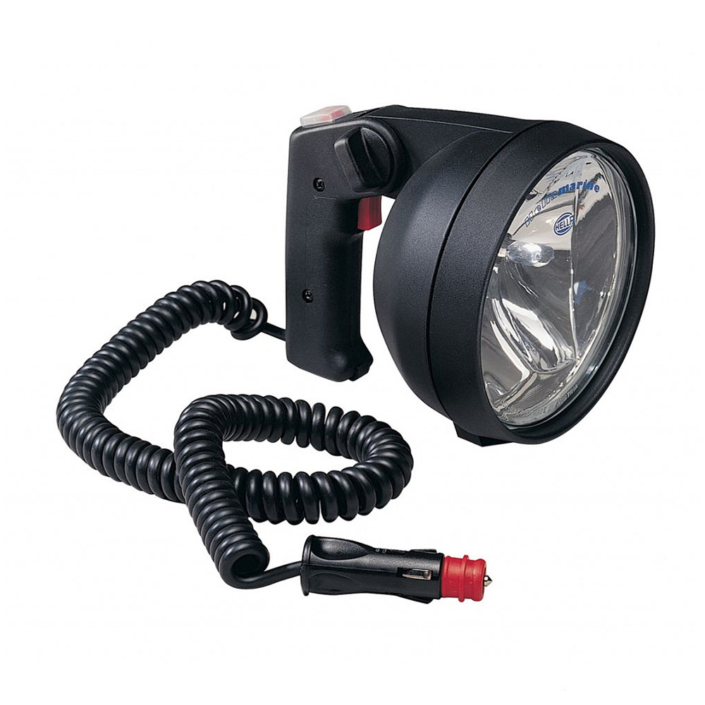 Handheld spotlight with coiled power cord