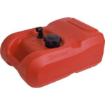 Red portable fuel tank with black cap.