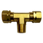 Brass T-shaped pipe connector fitting