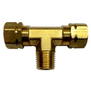 Brass T-shaped pipe connector fitting