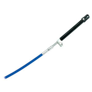 Blue push-pull control cable with black handle.
