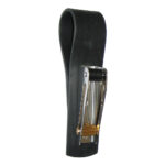 Black and silver bag clip with rubber handle.
