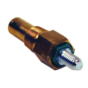 Close-up of a brass coolant temperature sensor