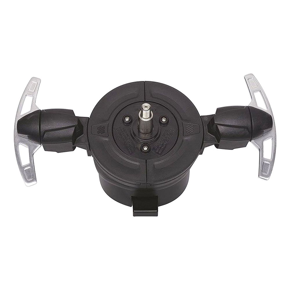 Black motor with handles on white background.