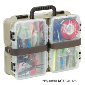 Tackle box with compartments and fishing gear