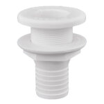 White plastic threaded plumbing fitting