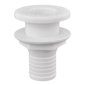White plastic threaded plumbing fitting
