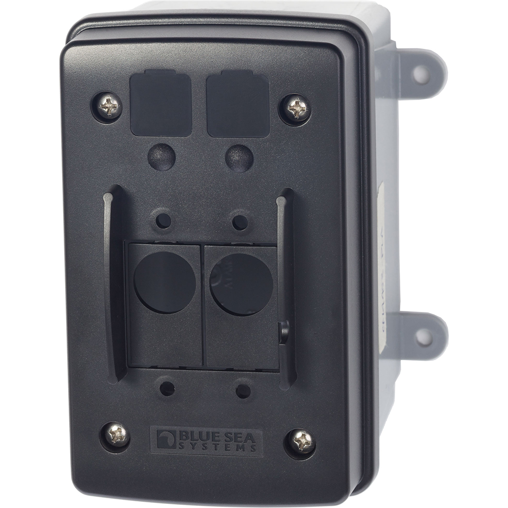 Black panel enclosure with screw fixtures