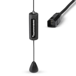 Humminbird fishfinder transducer with cable and connector.