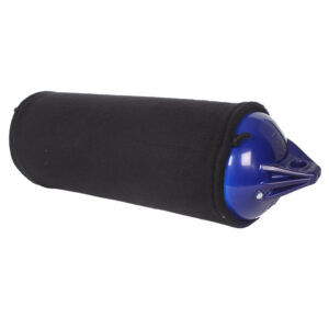 Black covered blue boat fender