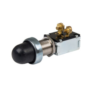 Black push button switch with metal housing