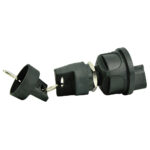 Black watertight electrical plug and connector set