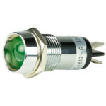 Green LED indicator with metal casing