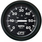 Black GPS speedometer showing speed in MPH and Km/h