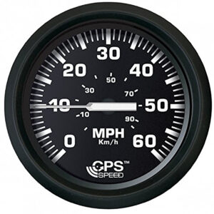 Black GPS speedometer showing speed in MPH and Km/h