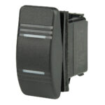 Black rocker switch with three horizontal lines