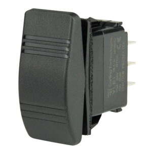 Black rocker switch with visible terminals view