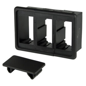 Black triple switch frame with cover plate.
