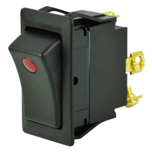 Black rocker switch with red indicator light