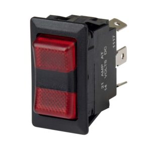 Red rocker toggle switch with metal connectors