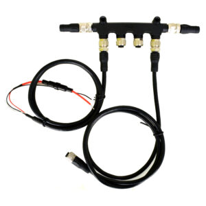 Electrical cable splitter with connectors and wires.