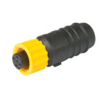 Yellow black circular industrial cable connector