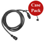Coiled black cable case pack connector.