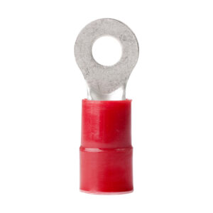 Red insulated electrical ring terminal connector