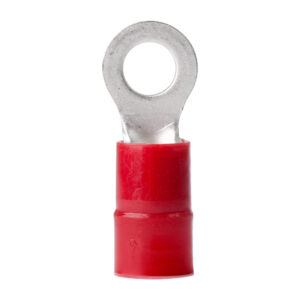 Red insulated electrical ring terminal connector