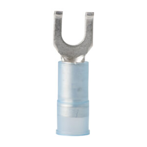 Insulated spade connector, blue terminal.