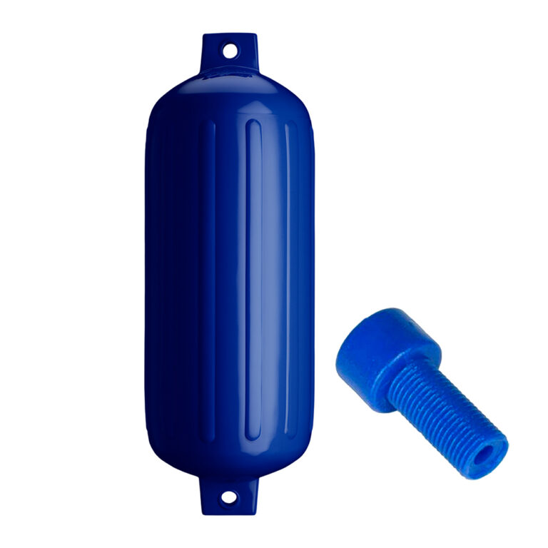 Blue marine fender and threaded bolt