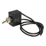 Black toggle switch with attached wires