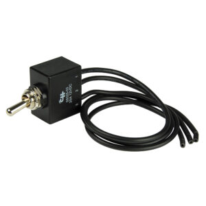 Toggle switch with black wires and silver lever